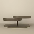 Modern Minimalist Coffee Table With Two Round Light Wood Tops And Dark Base