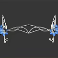 Elegant Silver Tiara With Blue Floral Accents And Delicate Wire Frame