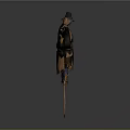 Traditional Scarecrow With Hat And Outstretched Arms On Wooden Pole