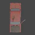 Old Red Rusty Bus With Open Doors And Worn Out Exterior Details