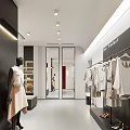 Modern Fashion Store Interior With Mannequins Reception Desk And Display Lighting