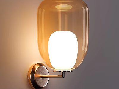 Elegant Modern Wall Lamp with Transparent Glass Shade and Illuminated White Bulb Mounted on Wall 3d model