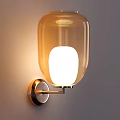 Elegant Modern Wall Lamp with Transparent Glass Shade and Illuminated White Bulb Mounted on Wall