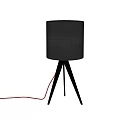 Modern Dark Fabric Lampshade Floor Lamp With Tripod Base And Red Accent Lines