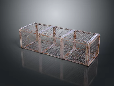 Vintage Metal Grid Decorative Ornament Set With Rustic Texture And Reflective Surface 3d model