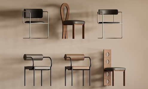 Middle style dining chair combination 3d model