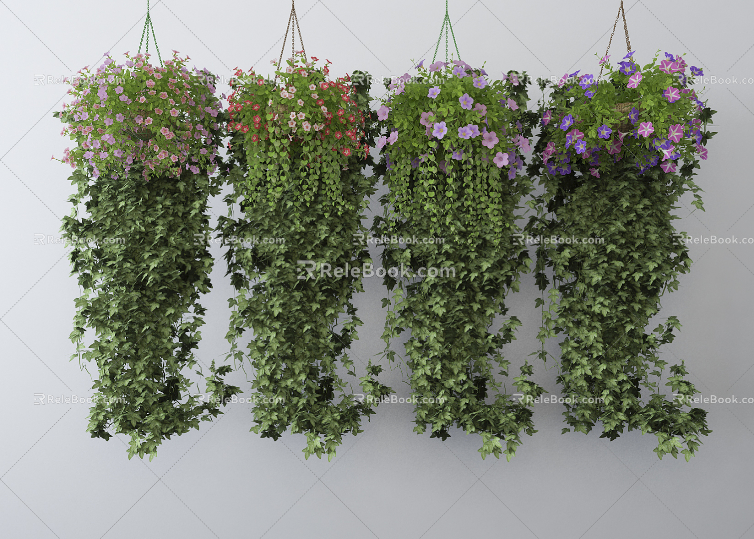 Modern Hanging Basket Green Plant Wall Green Plant Chandelier 3d model