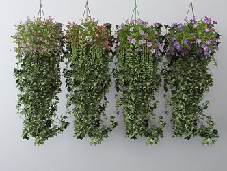 Modern Hanging Basket Green Plant Wall Green Plant Chandelier 3d model