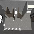 Public Toilet With White Urinals Stalls Tiled Walls And City View Window