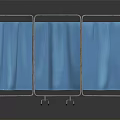 Stylish Modern Blue Room Divider With Three Fabric Panels And Metal Frame