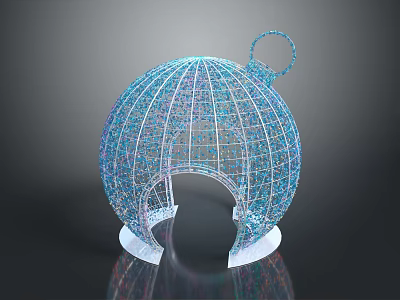 Modern Artistic Pergola With Spherical Metal Frame Hollowed Out Design And White Base 3d model