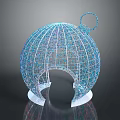 Modern Artistic Pergola With Spherical Metal Frame Hollowed Out Design And White Base