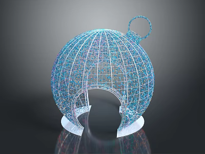 Modern Artistic Pergola With Spherical Metal Frame Hollowed Out Design And White Base 3d model