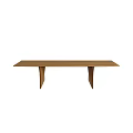 Wooden Dining Table with Modern Sleek Design Long Rectangular Top and Unique Geometric Legs 3d model