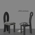 Mid century Chair With Curved Backrest Hole Detail And Patterned Seat Cushion