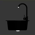 Stylish Black Kitchen Sink Furniture With Modern Faucet And Drainboard Design