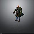 Scots Warrior In Green Kilt And Armor With Red Hair Holding Long Sword