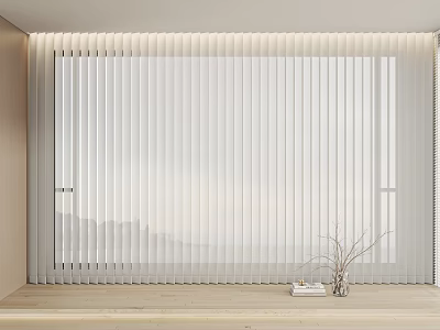 Minimalist Interior Window Featuring White Blinds Wooden Windowsill And Simple Decor 3d model