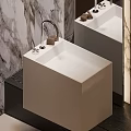 Modern White Washbasin Design With Marble Background Chrome Faucet And Soap