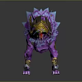 Mythical Fantasy Mount Creature with Purple Fur Blue Accents and Golden Armor for Heroic Characters