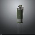 Green Military Smoke Grenade With Metal Pin And Cylindrical Body