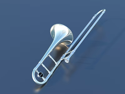 Shiny Silver Trombone Musical Instrument for Professional Performance and Band Use 3d model