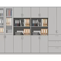 Modern Office Bookcase With Multiple Cabinets Drawers And Organized Folders Books