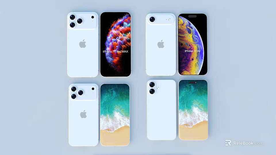 Apple Smartphones With Multiple Models And Different Wallpapers On 3d model