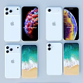 Apple Smartphones With Multiple Models And Different Wallpapers On 3d model