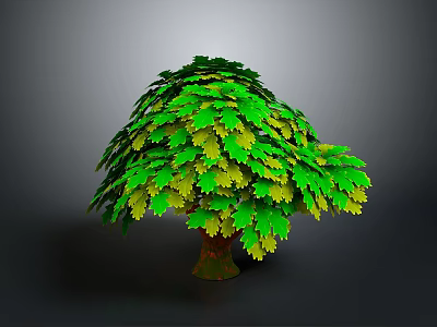 3D Rendered Tree with Green and Yellow Leaves and Brown Trunk in Lush Foliage 3d model