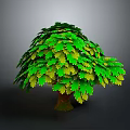 3D Rendered Tree with Green and Yellow Leaves and Brown Trunk in Lush Foliage
