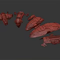 Futuristic Metallic Spacecraft Models With Sci Fi Design And Intricate Details