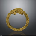 Yellow Coiled Snake Bracelet With Circular Design And Textured Surface 3d model