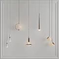 Modern Pendant Lights With Various Shapes Metal Frames And Glass Globes Hanging On White Wall