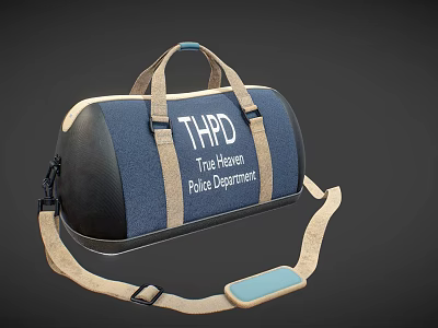 THPD True Hero Police Department Blue Duffel Bag With Beige Straps And Handle 3d model