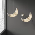 Modern Moon Shaped Hanging Lights With Celestial Sphere Design For Home Decor 3d model
