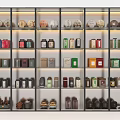 Ceramic Vessels Collection on Layered Display Shelf with Various Colors and Styles 3d model