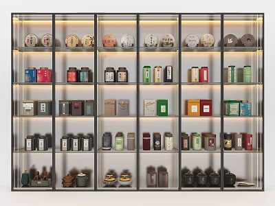 Ceramic Vessels Collection on Layered Display Shelf with Various Colors and Styles 3d model