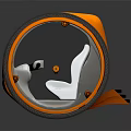 Futuristic Spherical Vehicle with Transparent Shell Orange Frame and Two Seats