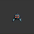 Vibrant Teal Fantasy Creature With Pink Spikes Large Red Eyes And Sharp Teeth