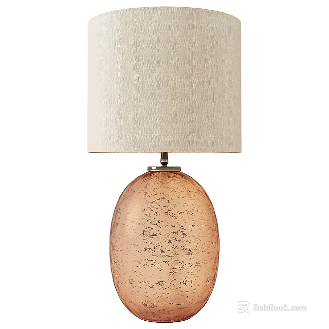 Stylish Table Lamp With Light Beige Lampshade And Pink Crackled Glass Base 3d model 