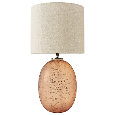 Stylish Table Lamp With Light Beige Lampshade And Pink Crackled Glass Base 3d model