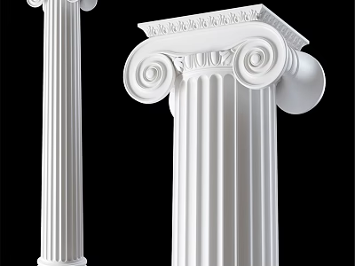 Classical White Roman Columns As Architectural Components With Carved Details 3d model