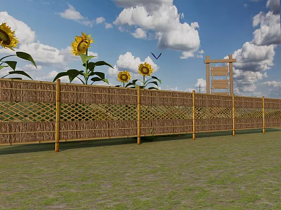 Modern Railing Fence Guardrail Pastoral Railing Guardrail Fence 3d model