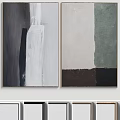 Abstract Wall Art Paintings With Grey White Green Brown Black Hues For Modern Interior