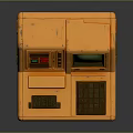 Vintage Orange Electronic Device With Green Screen Keyboard And Control Buttons