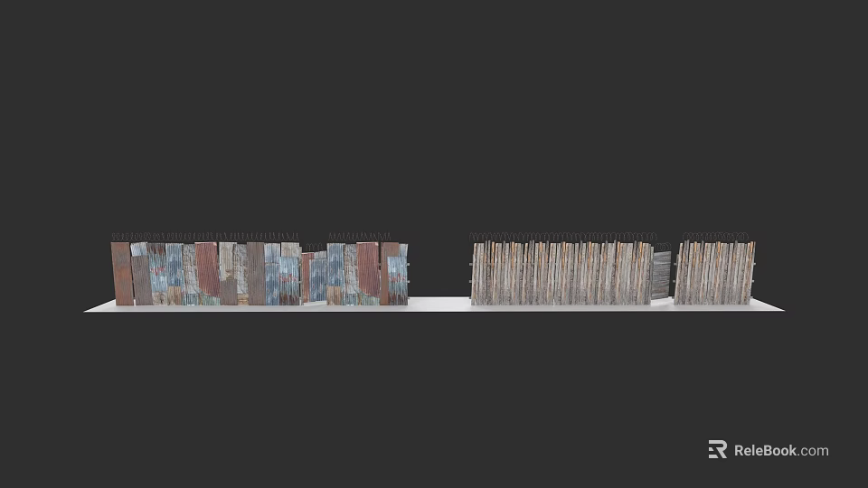 Diverse Fence Styles Including Wooden And Metal Options For Home Yards 3d model 
