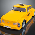 Yellow Vintage Taxi Model With Metro Logo And License Plate 520C