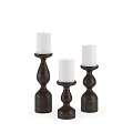 Elegant Wooden Candle Holders With Various Shapes And White Candles