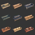Various Modern Sectional Sofa Designs In Assorted Colors And Leather Upholstery 3d model